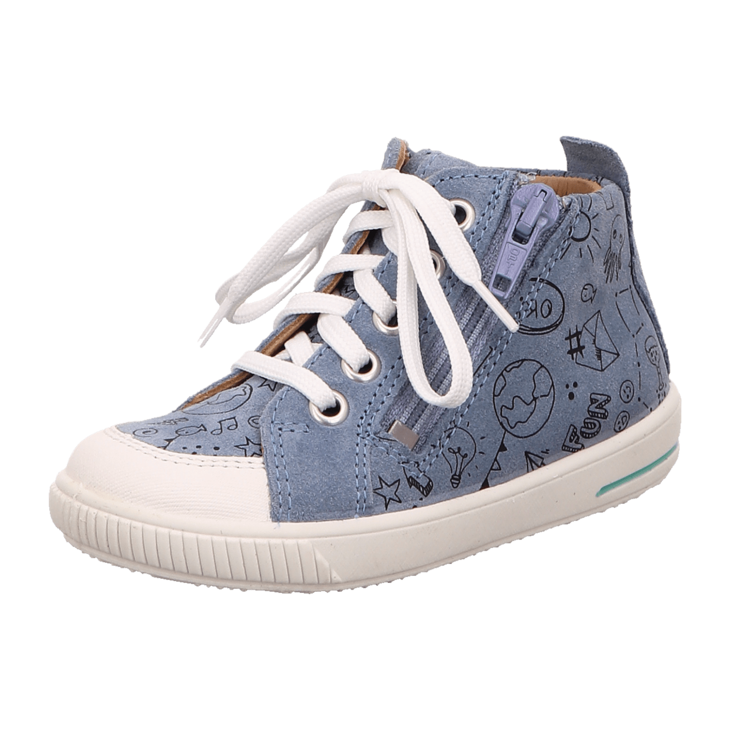 Superfit Moppy 0003628010 Blau/Weiss - Halbschuh Schnürschuh Baby - Kinderschuhe Lauflernschuhe Gr. 18 - 26, Blau, leder/effektleder (velour) für Kinder, blau, Gr. 24 EU