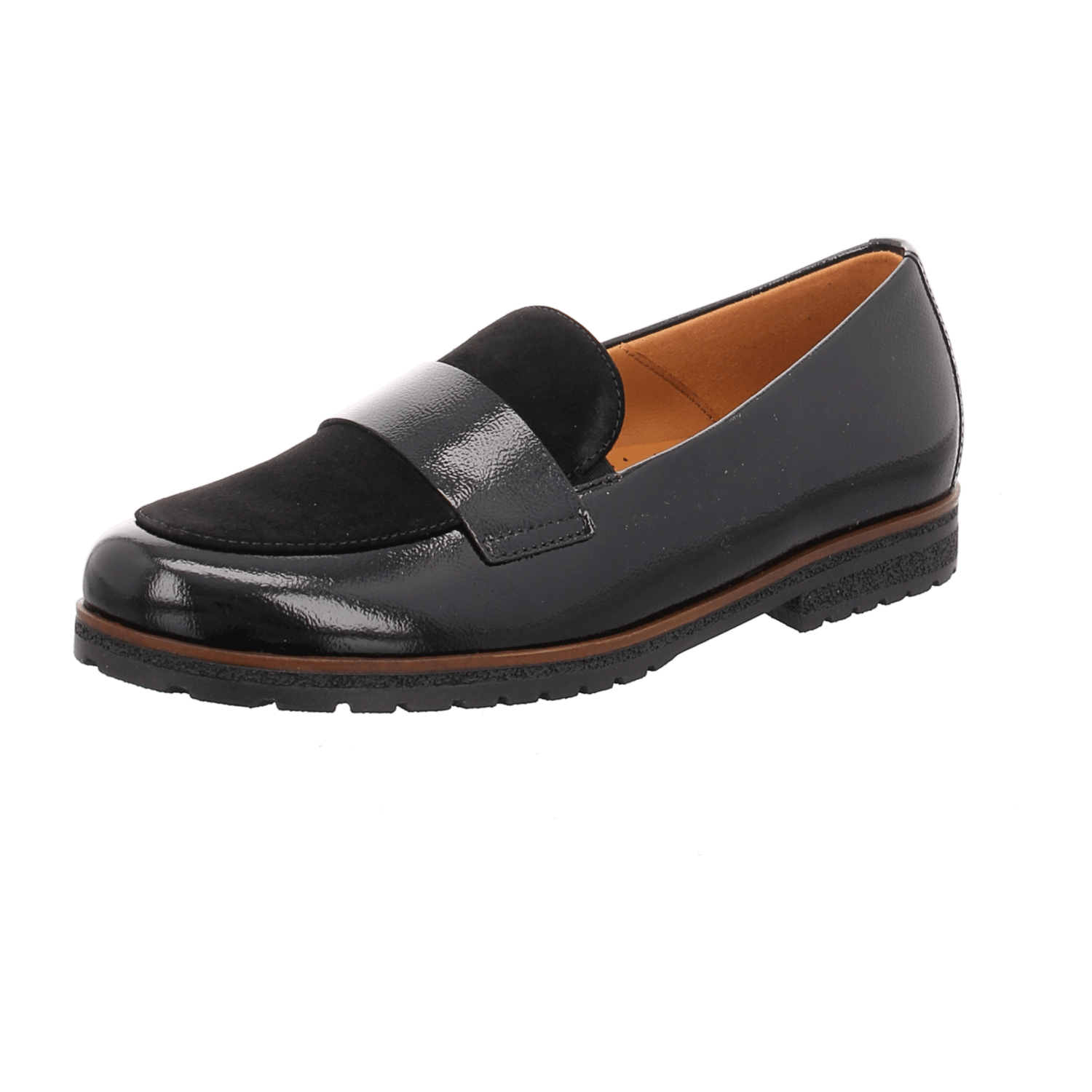 Gabor comfort Gabor Florenz Schuhe Slipper schwarz Lack Velour 72.042.37 für Damen, schwarz, Gr. 42 ½ EU / 8,5 UK