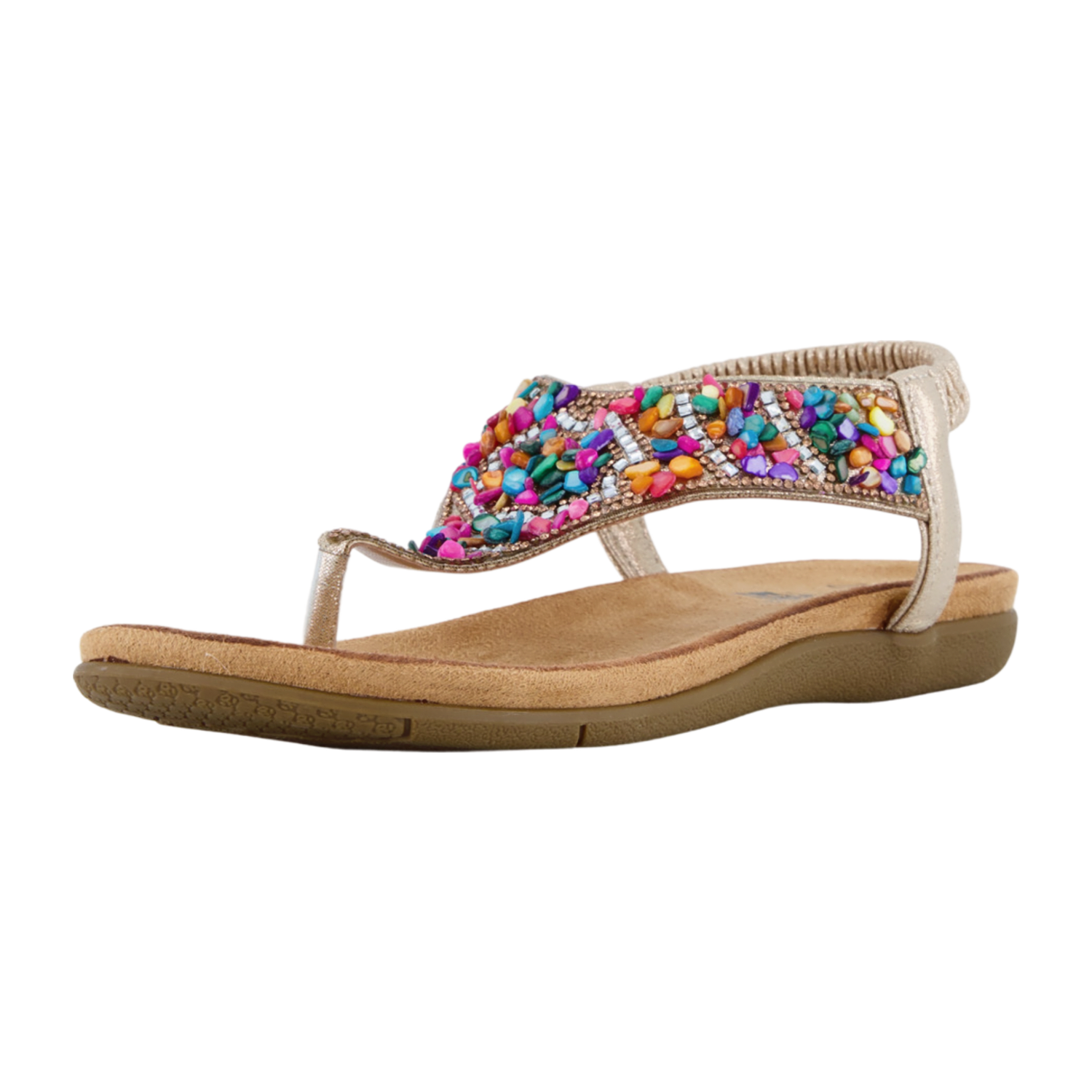 2 GO FASHION Zehenstegsandalen für Damen, gold, Gr. 40 EU