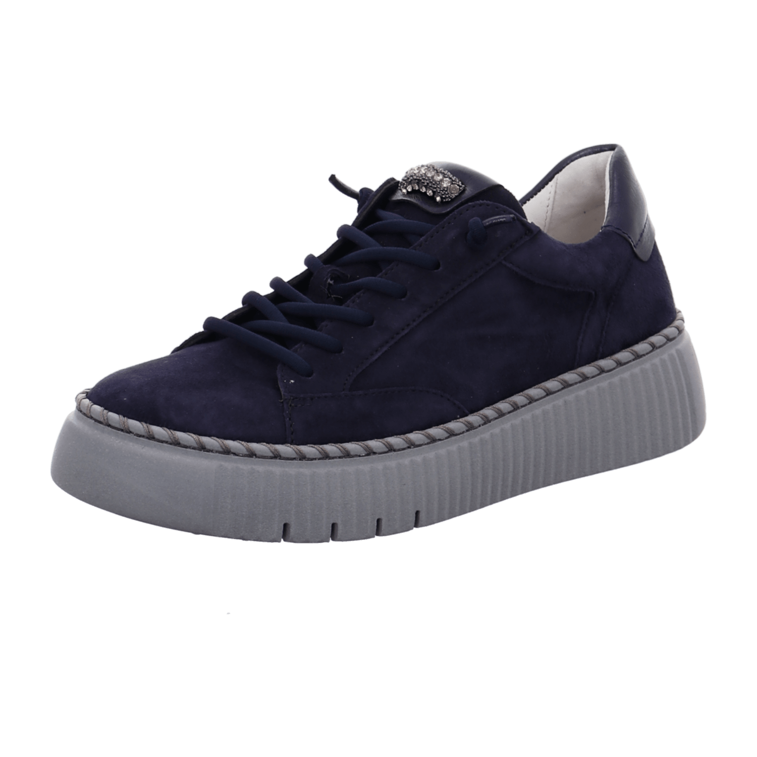Gabor Schuhe blau Plateau Sneakers Strass-Schmuck 73.243.16 für Damen, blau, Gr. 35 EU / 2,5 UK