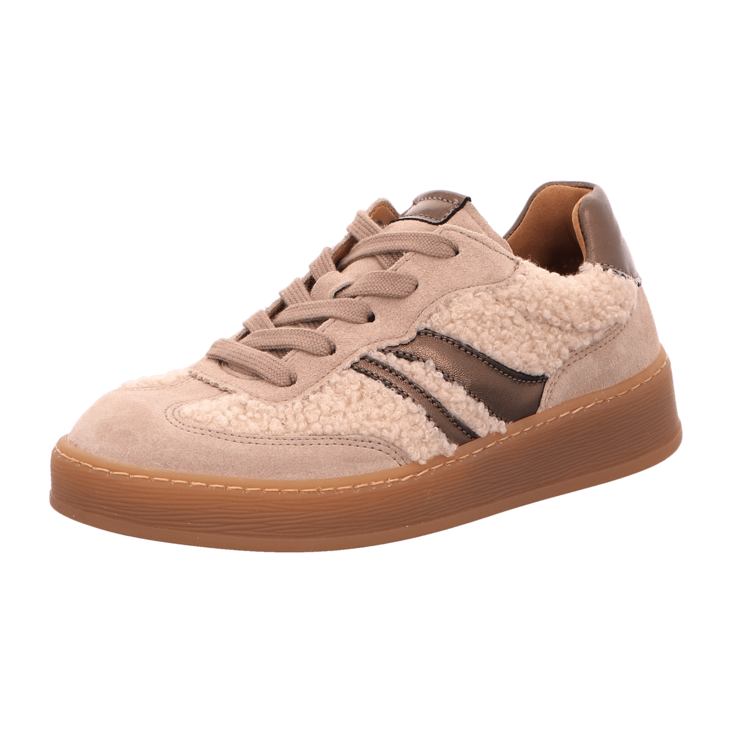 Gabor 76475-61 Panna/Silk/Fango (Beige) - sportlicher Schnürschuh - Damenschuhe Sneaker, Beige, leder/textil (woolht/velour/metal) für Damen, beige, Gr. 35 EU / 2,5 UK