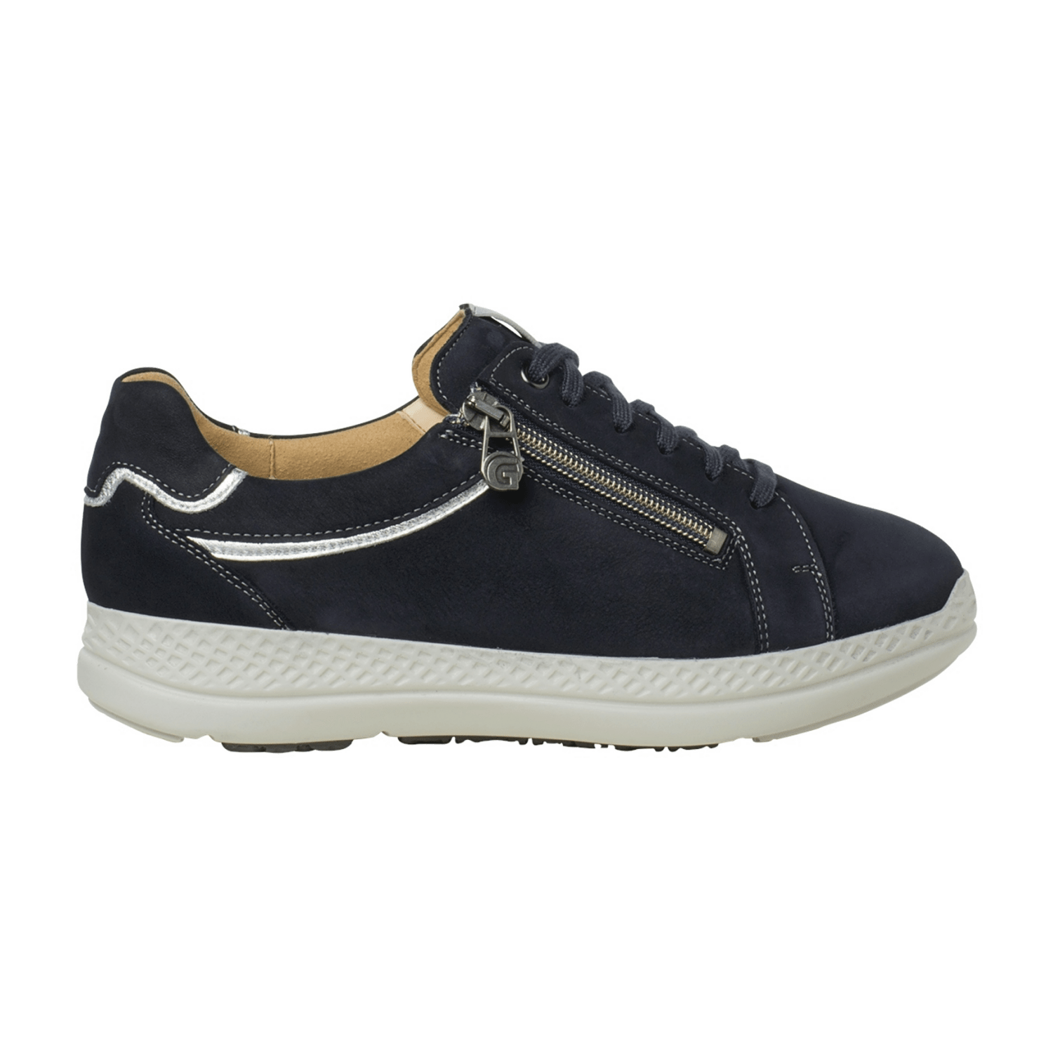 Ganter Karla Luise 2099123500 Dunkelblau - Schnürschuh mit loser Einlage - Damenschuhe Bequeme Schnürschuhe, Blau, leder (softnubuk) für Damen, blau, Größe 42 EU