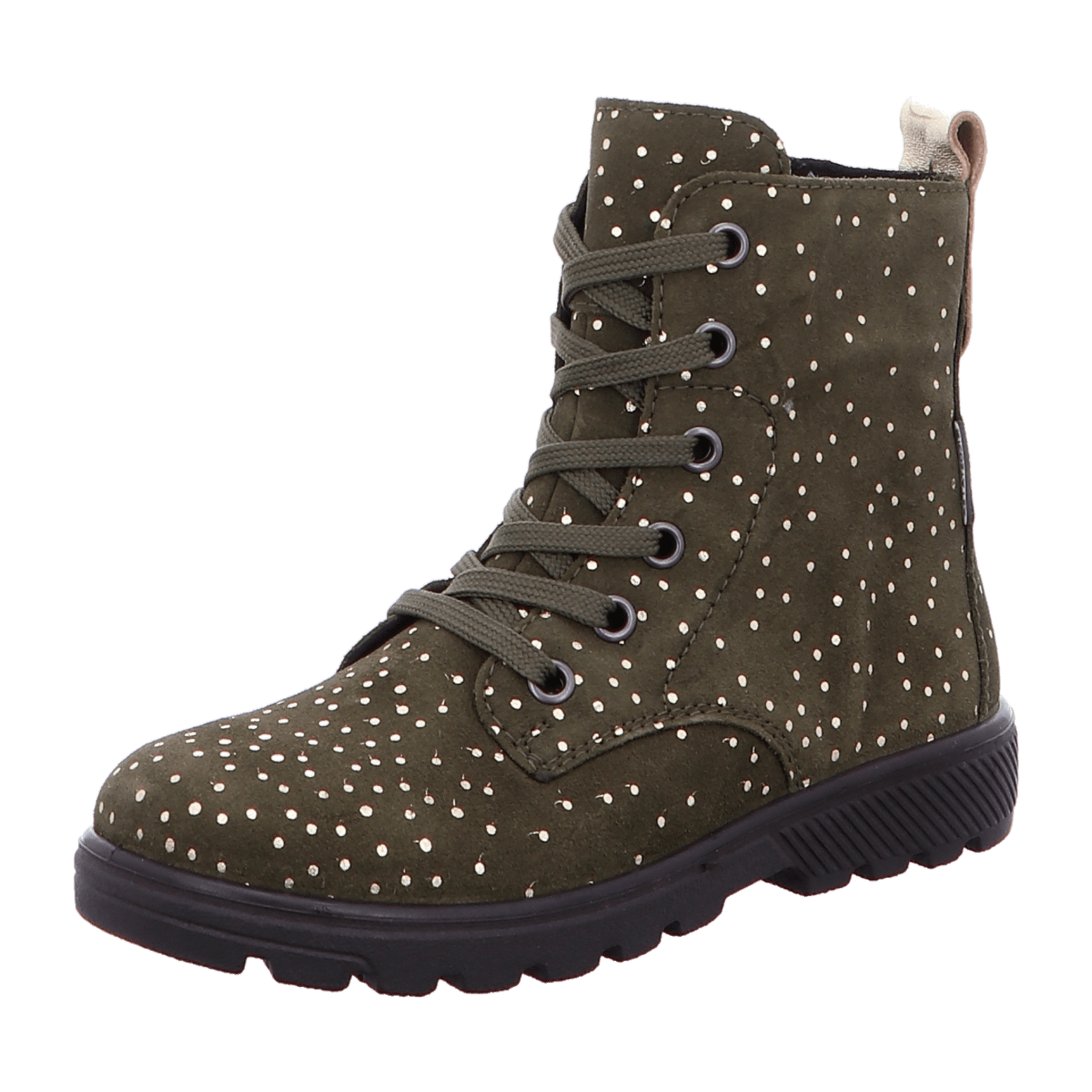 Ricosta Anni 7700402570 Army (Grün) - Stiefel mit Futter - Kinderschuhe Gefütterte Kinderstiefel Gr. 18 - 42, Grün, leder (velour dots), absatzhöhe: 5 mm für Kinder, grün, Gr. 31 EU