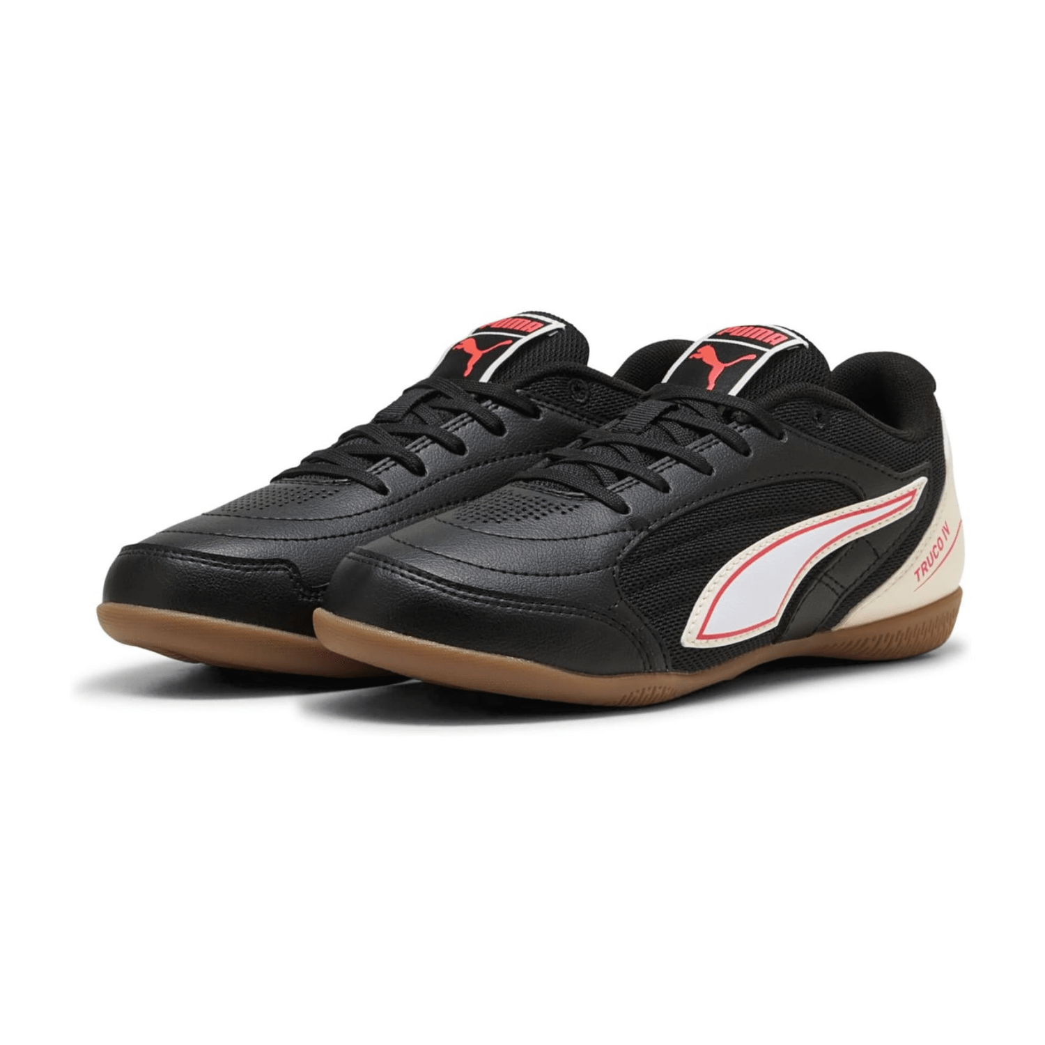 Puma Truco IV Hallen-Fußballschuhe Kinder 03 - sugared almond/puma white/emerald ice/mint jelly/puma black 38.5 für Kinder, schwarz, Größe 37 EU