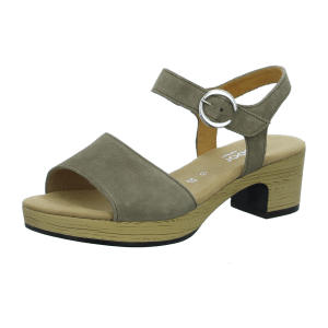 Gabor 42071-34 Sesamo (Beige) - elegante Sandale - Damenschuhe Sandalette / Sling, Beige, leder (dreamvelour), absatzhöhe: 30 mm