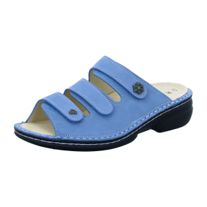 FinnComfort Menorca-Soft Blau - Pantolette - Damenschuhe Pantolette /  Zehentrenner, Blau, leder (nubuk)