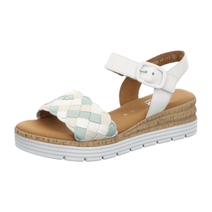 Gabor comfort 42703-61 Weiss/Mint/Creme (weiß) - elegante Sandale - Damenschuhe Sandalette / Sling, Weiß, leder (nappa)