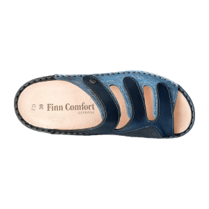 FinnComfort Cisano Jeans/Atlantic/Marine (blau) - Pantolette - Damenschuhe Pantolette /  Zehentrenner, Blau, leder (strada/nube/stretchcamo)