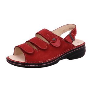 FinnComfort Saloniki Chili/Pomodore (Rot) - Sandale mit loser Einlage - Damenschuhe Sandale bequem / lose Einlage, Rot, leder (nubuk/nube)