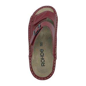 Rohde 5774-40 Rot - Pantolette - Damenschuhe Pantolette /  Zehentrenner, Rot, leder (nappa), absatzhöhe: 20 mm