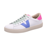 Victoria Shoes 126171 Weiß/Blau/Magenta - sportlicher Schnürschuh - Damenschuhe Top Trends, Weiß, leder