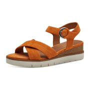 Tamaris 28202-606 Orange (rot) - elegante Sandale - Damenschuhe Sandalette / Sling, Rot, leder