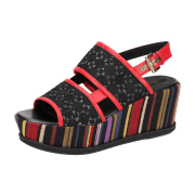 Geox Sakely Plateau Sandale schwarz rot