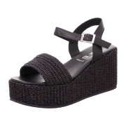 EHM Keilsandalette,Rafia, Schwarz