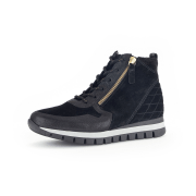 Gabor comfort 56455-87 Schwarz/Gold - gefütterte Stiefelette - Damenschuhe Bequeme Stiefel / Stiefeletten, Schwarz, leder (dreamvelour/glamour)