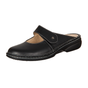 FinnComfort Stanford Schwarz - Clogs - Damenschuhe Pantolette /  Zehentrenner, Schwarz, leder (nappaseda)