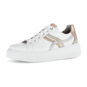 Gabor comfort 66486-53 Weiß/Gold/Rame - sportlicher Schnürschuh - Damenschuhe Bequeme Schnürschuhe, Weiß, leder/textil (nappa)