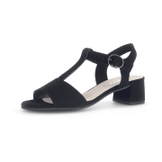 Gabor T-Steg Sandalette schwarz Velour Lack 61.773.17
