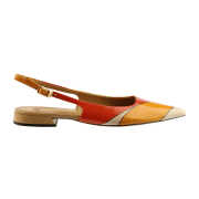 Högl Sophie Sling Pumps orange rot Streifen 1948