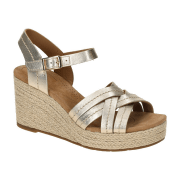 Clarks Sabina Strap Keil Sandaletten gold metallic Bast 26181463