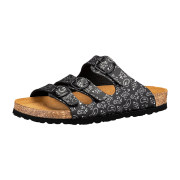 Lico Damen Pantoletten flach schwarz/silber