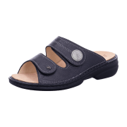 FinnComfort Sansibar Schwarz - Pantolette - Damenschuhe Pantolette /  Zehentrenner, Schwarz, leder (arabesque)