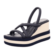 Paloma Barceló Keilsandalette Blau/Beige