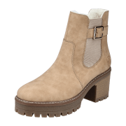 Rieker Y8554-60 Beige - gefütterte Stiefelette - Damenschuhe Modische Stiefelette / Boots, Beige, absatzhöhe: 45 mm